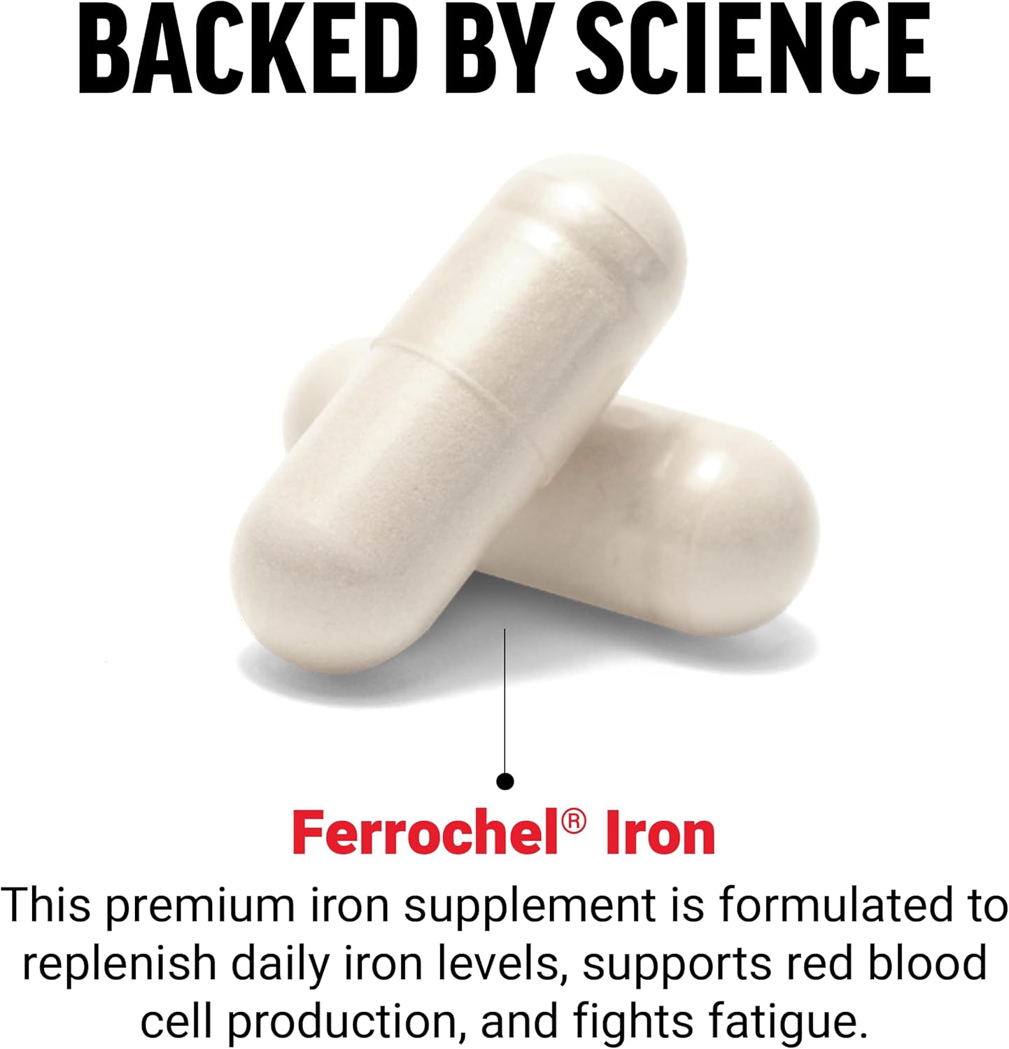 Iron Bisglycinate 36mg Supplement for Women and Men, Non-Constipating, Gentle on Stomach - 90 Vegetable Capsules by Force Factor