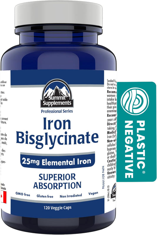 Iron Bisglycinate Supplement for Pregnancy - 25mg Elemental Iron Capsules - Deficiency Support for Women - 3rd Party Tested - Made in Canada