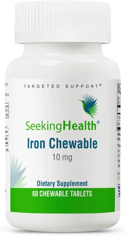 Iron Chewable Supplement - Supports Healthy Metabolism & Muscle Function - Energy Support for Men & Women - 10 mg, 60 Tablets