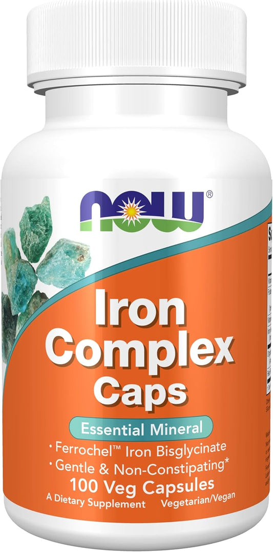 Iron Complex Capsules - Non-Constipating Formula, Essential Mineral Supplement by NOW Foods, 100 Veg Caps
