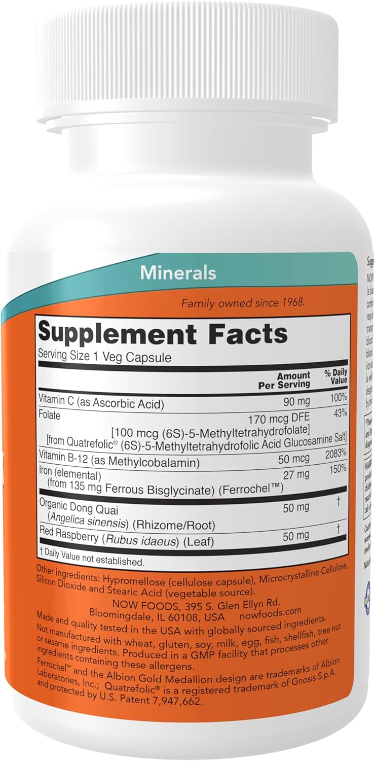 Iron Complex Capsules - Non-Constipating Formula, Essential Mineral Supplement by NOW Foods, 100 Veg Caps