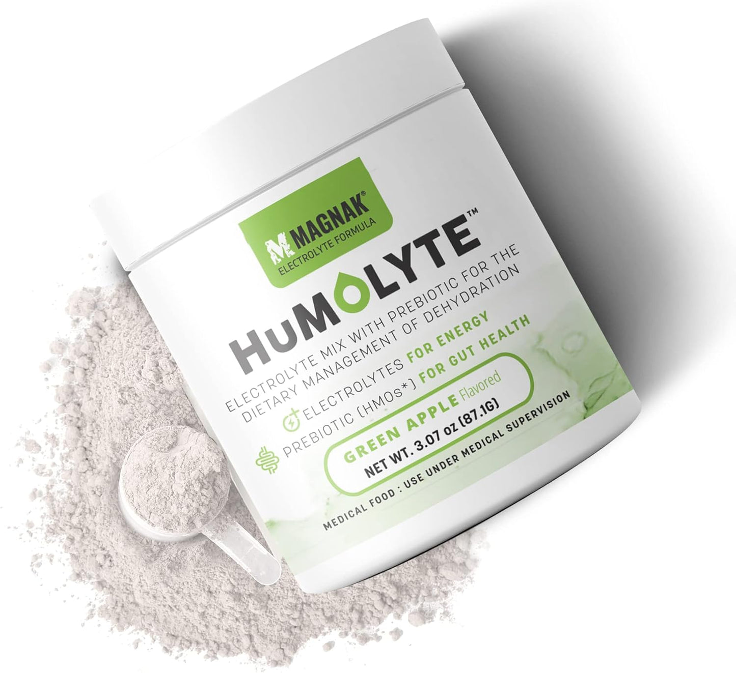 Iron Cowboy's MagNaK Speed Sauce: Humolyte Electrolyte Powder for Chemotherapy Patients - Patented HMO Formula for Gut Health & Hydration - Prebiotic, Gluten-Free, Green Apple Flavor - 3.07 oz