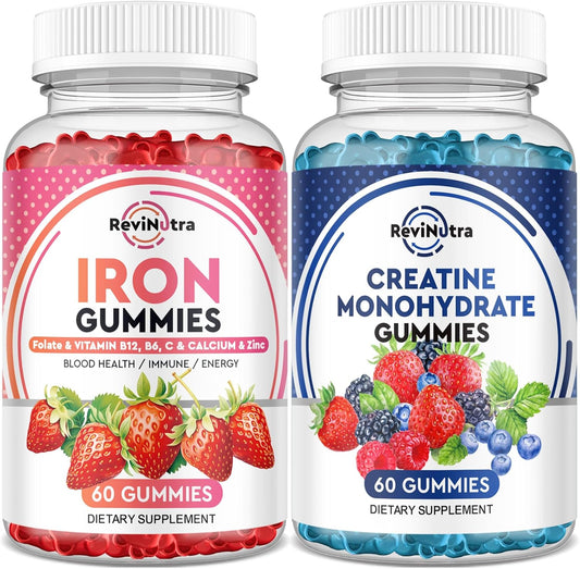 Iron & Creatine Gummy Bundle for Adults & Kids - ReviNutra Supplement