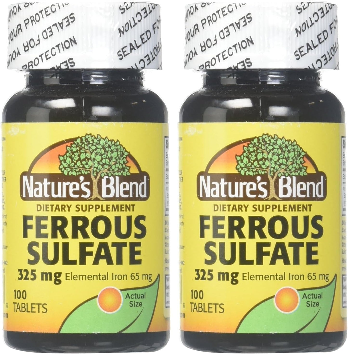Iron Ferrous Sulfate 325mg Tablets - 200 Count, AYOJOY Nature's Blend, Assorted Pack