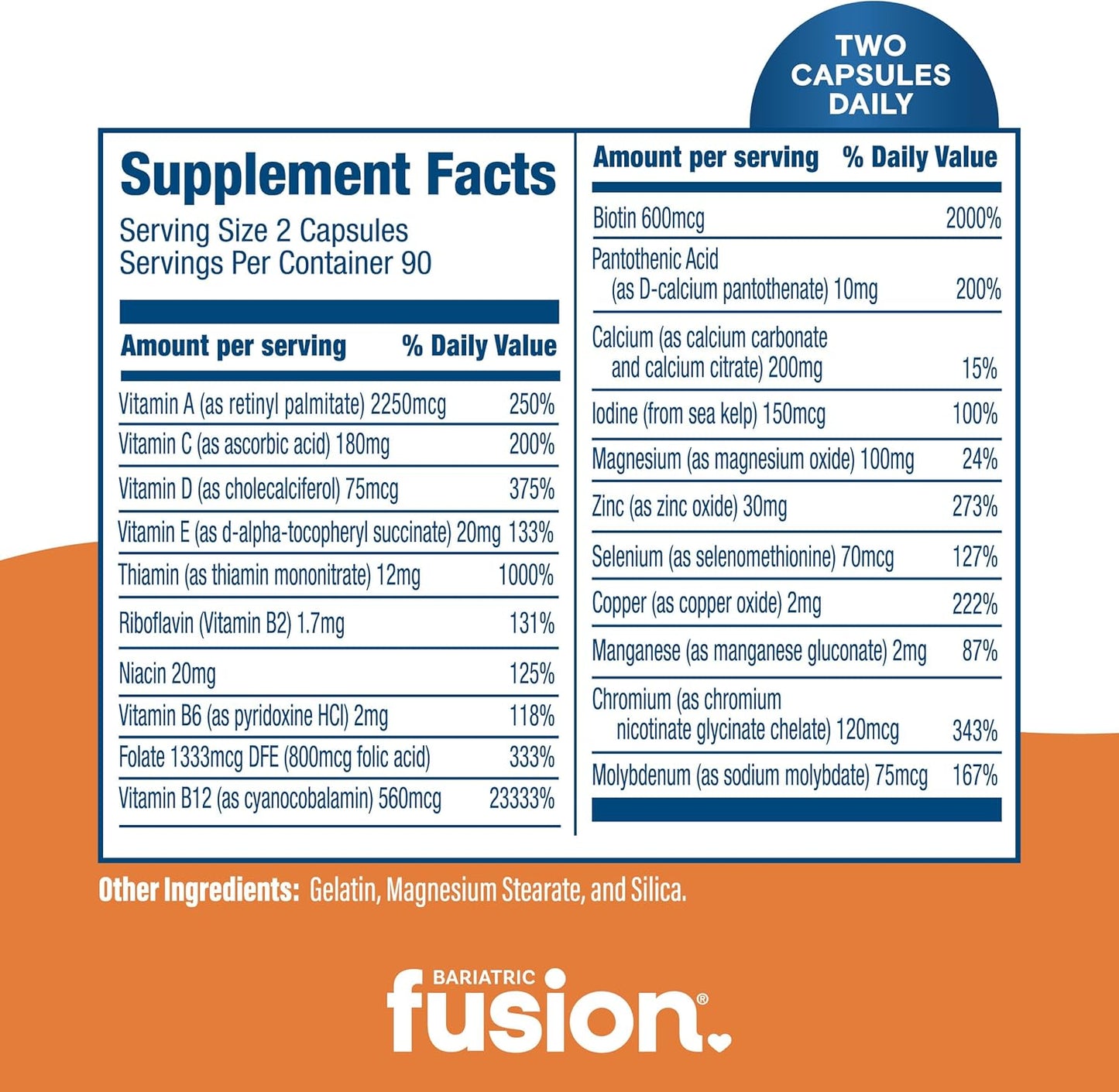 Iron-Free Bariatric Multivitamin Capsules for Post-Surgery Patients | 1-Year Supply | Gastric Bypass & Sleeve Gastrectomy