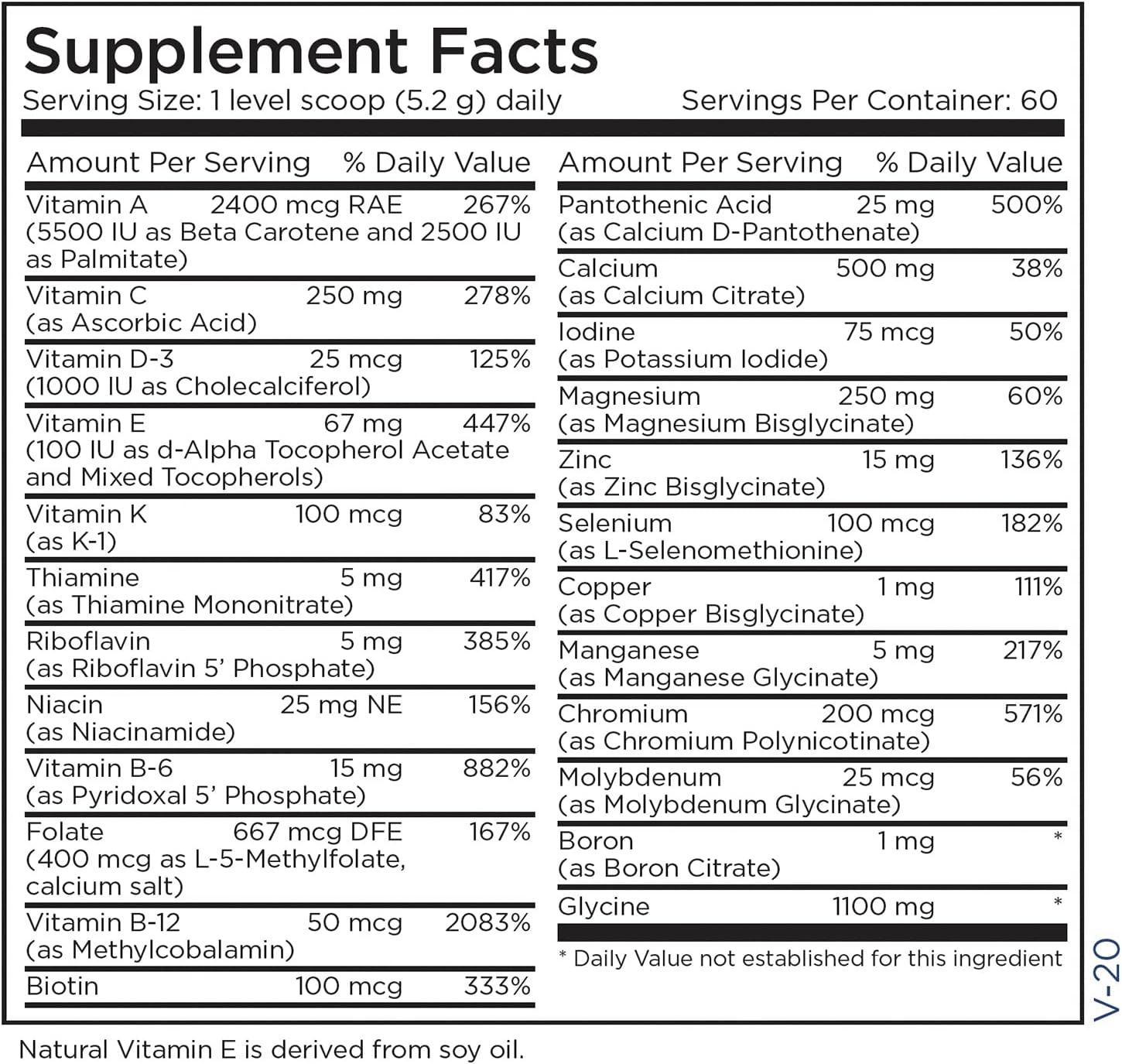 Iron-Free Metabolic Maintenance Vitamin Mineral Base Powder - Essential B Vitamins + Chelated Minerals (312g)