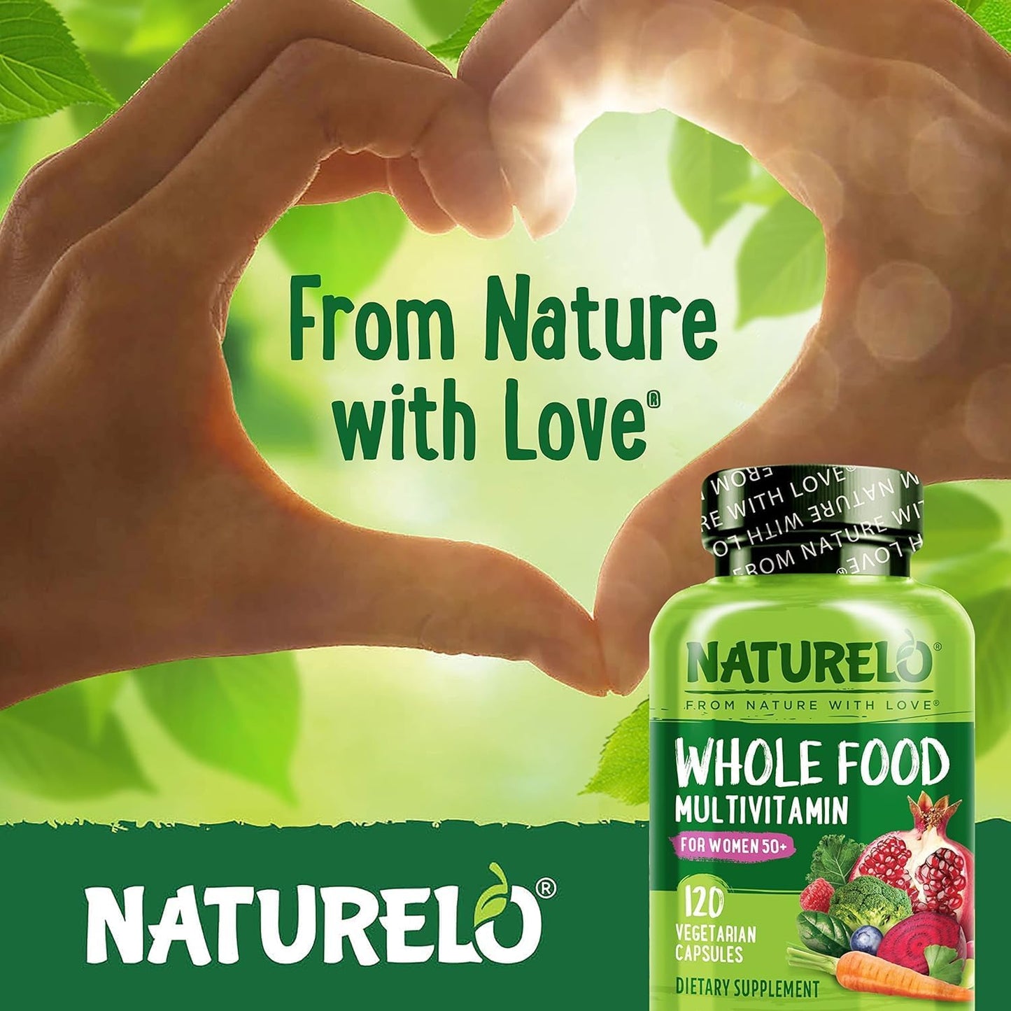 Iron-Free Whole Food Multivitamin for Women Over 50 - 120 Vegan Capsules, Non-GMO, Post Menopausal Supplement