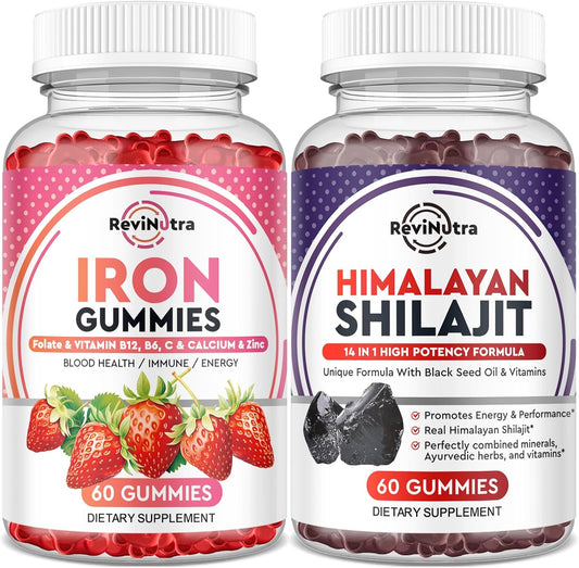 Iron Gummies Bundle for Adults & Kids with Shilajit Himalayan Supplement