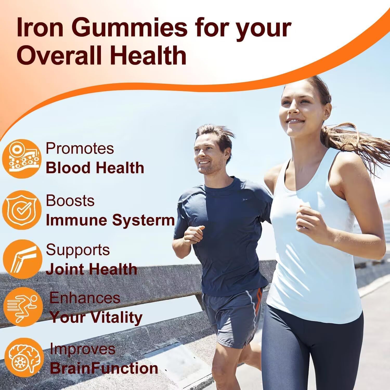 Iron Gummies for Women and Men - Non-Constipating 25mg Gentle Iron Supplement with Turmeric, Vitamin C, B12, Folate - Vegan and Tasty - 2 Pack