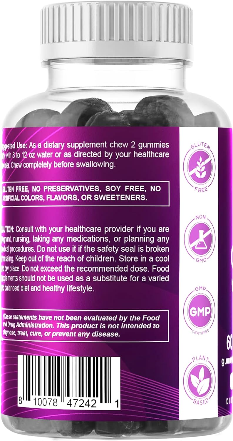 Iron Gummies Supplement 65 mg for Women & Men - 60 Vegan Gummies - Tasty Iron Vitamin with Vitamin C