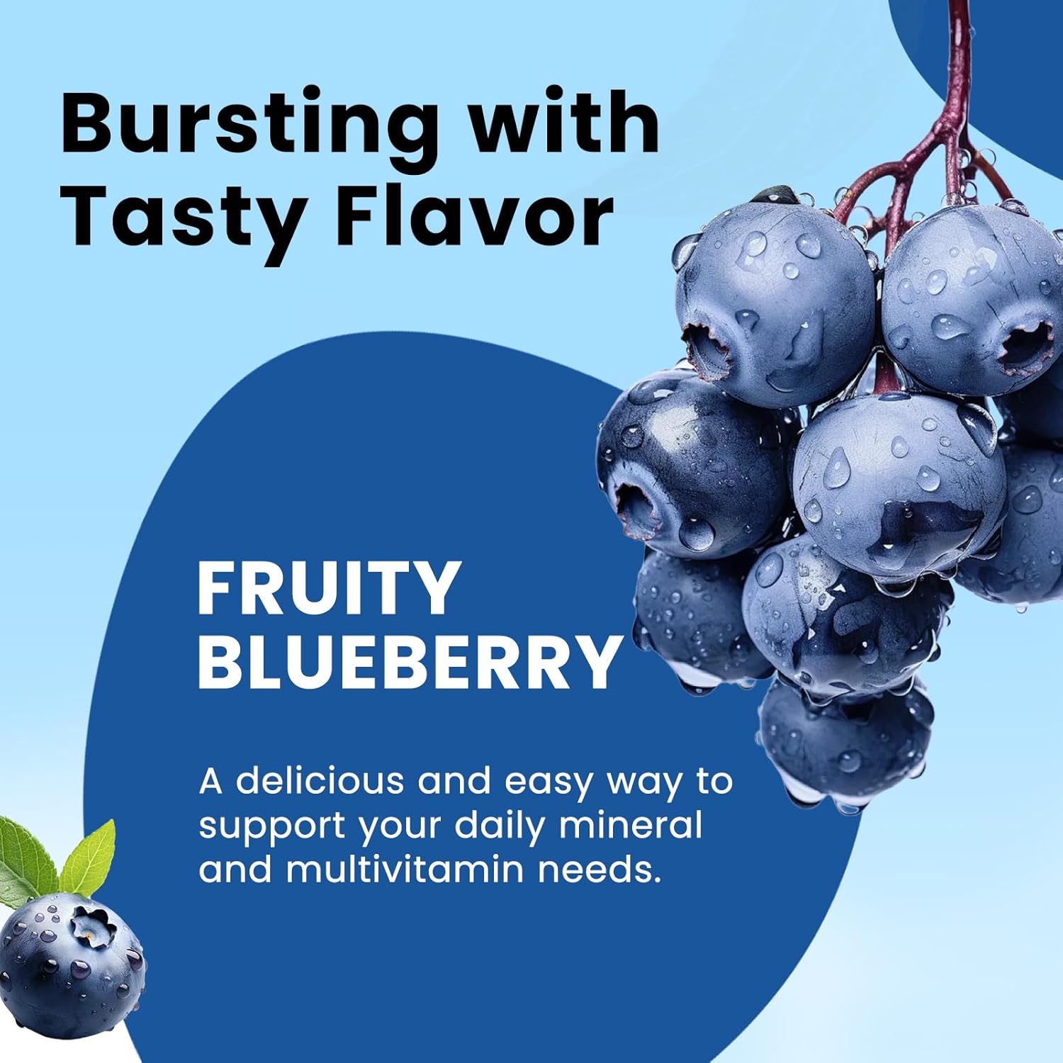Iron Gummies with Multivitamin for Women & Men - Energy Support, Blood Builder - Vegan Blueberry Flavor - 60 Gummies