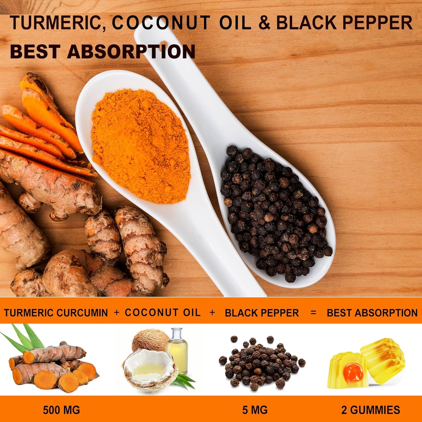 Iron Gummies with Turmeric, Vitamin C, and Prebiotics for Iron Deficiency and Immune Health - 2 Pack