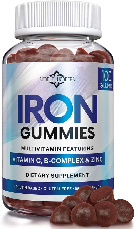 Iron Gummies with Vitamin C, B Complex, Biotin & Zinc - Chewable Multivitamin for Women, Men & Kids - Alternative to Pills, Capsules