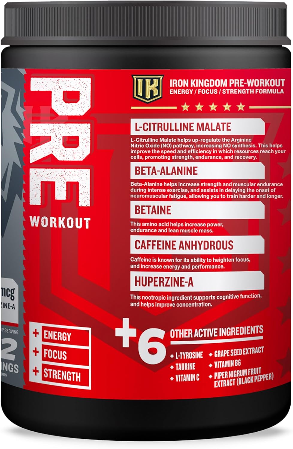 Iron Kingdom Pre Workout Powder: Caffeine, Beta Alanine, Aminos for Focus, Endurance, Pump - Energy Drink Powder, Natural Pineapple Mango - 42 Servings