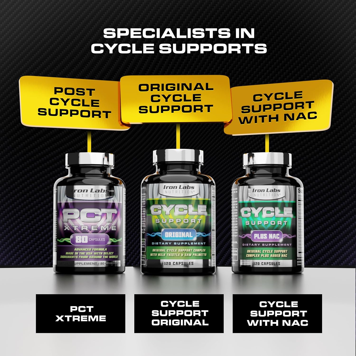 Iron Labs Nutrition Cycle Support Plus NAC - Kidney & Liver Supplement - On Cycle Support for Men - N Acetyl L Cysteine & Milk Thistle - 120 Capsules