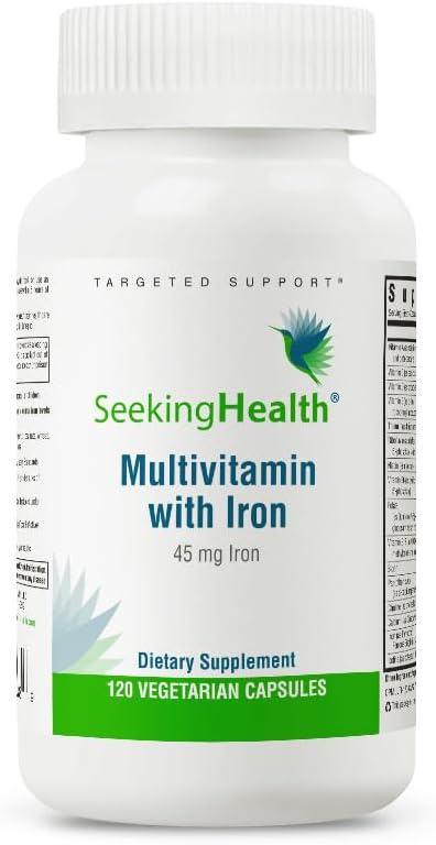 Iron Multivitamin for Energy & Immune Support - Includes Magnesium & Vitamin B12 - 45mg, 120 Capsules