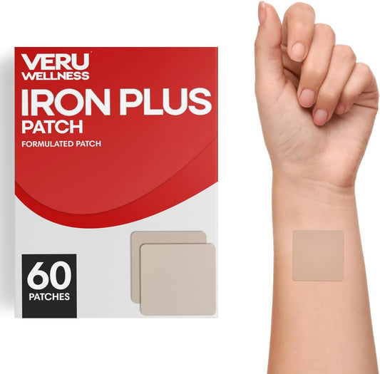 Iron Plus Daily Patch - Support Iron Deficiency, Boost Blood Levels & Energy - 60 Day Supply