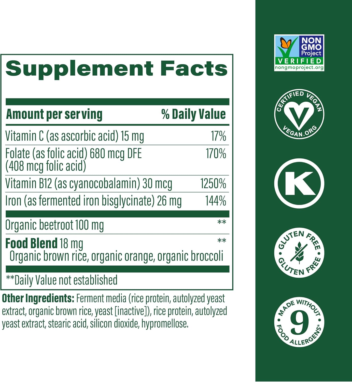 Iron-Rich Blood Builder Minis - Boost Iron Levels Naturally with Vitamin C, B12, & Folic Acid - Vegan Formula - 72 Tablets