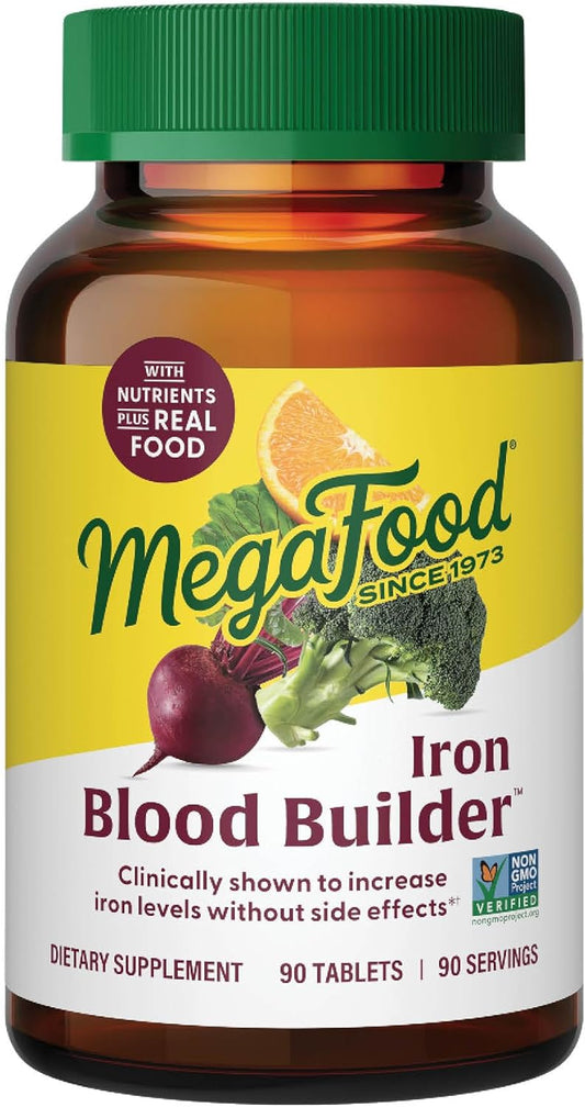 Iron-Rich Blood Builder Supplement for Women - Boost Iron Levels Naturally with Vitamin C, B12, and Folic Acid - Vegan Formula - 90 Tablets