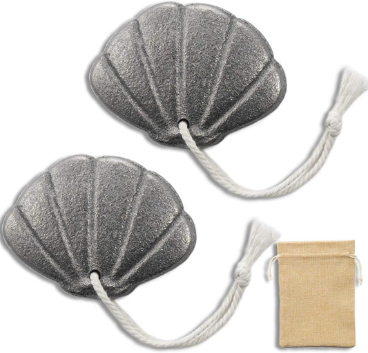 Iron Seashell 2-Pack with Bag - Natural Iron Source for Deficiency Risk Reduction, Safe Cooking Tool for Pregnant Women, Vegans, Athletes
