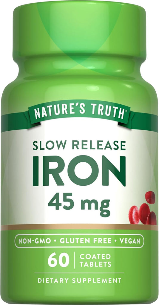 Iron Supplement 45 mg - 60 Count Ferrous Sulfate Capsules - Non-GMO & Gluten Free - Vitamin for Men and Women by Nature's Truth