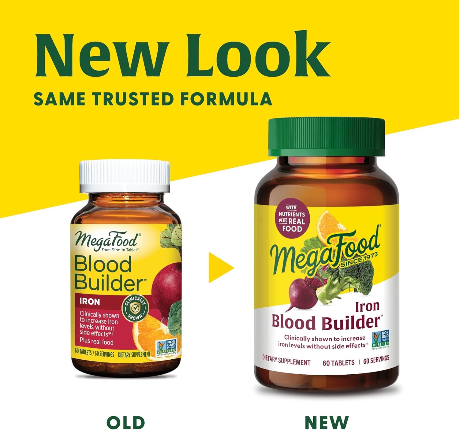 Iron Supplement for Women: MegaFood Blood Builder with Vitamin C, B12, Folic Acid - Vegan Formula to Boost Iron Levels Naturally - 30 Tablets
