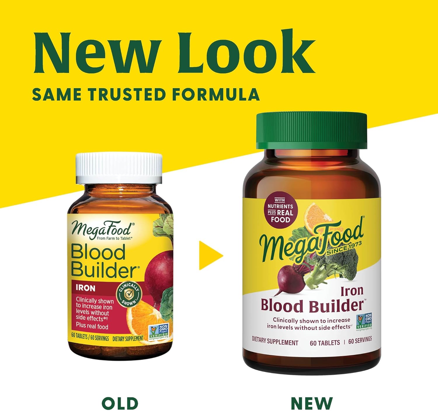 Iron Supplement for Women: MegaFood Blood Builder with Vitamin C, B12, and Folic Acid - Vegan Formula for Increased Iron Levels - 60 Tablets