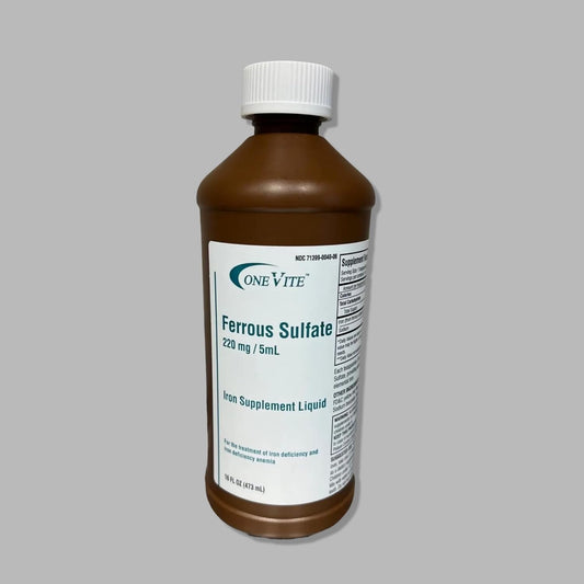 Iron Supplement Liquid - ONE VITE Ferrous Sulfate 220mg/5ml, 16 Fl Oz Bottle