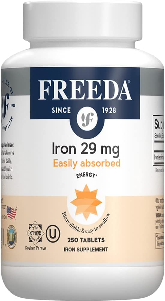 Iron Supplement Tablets for Iron Deficiency Anemia - Gentle Ferrous Fumarate Iron Pills for Men and Women (250 Count)