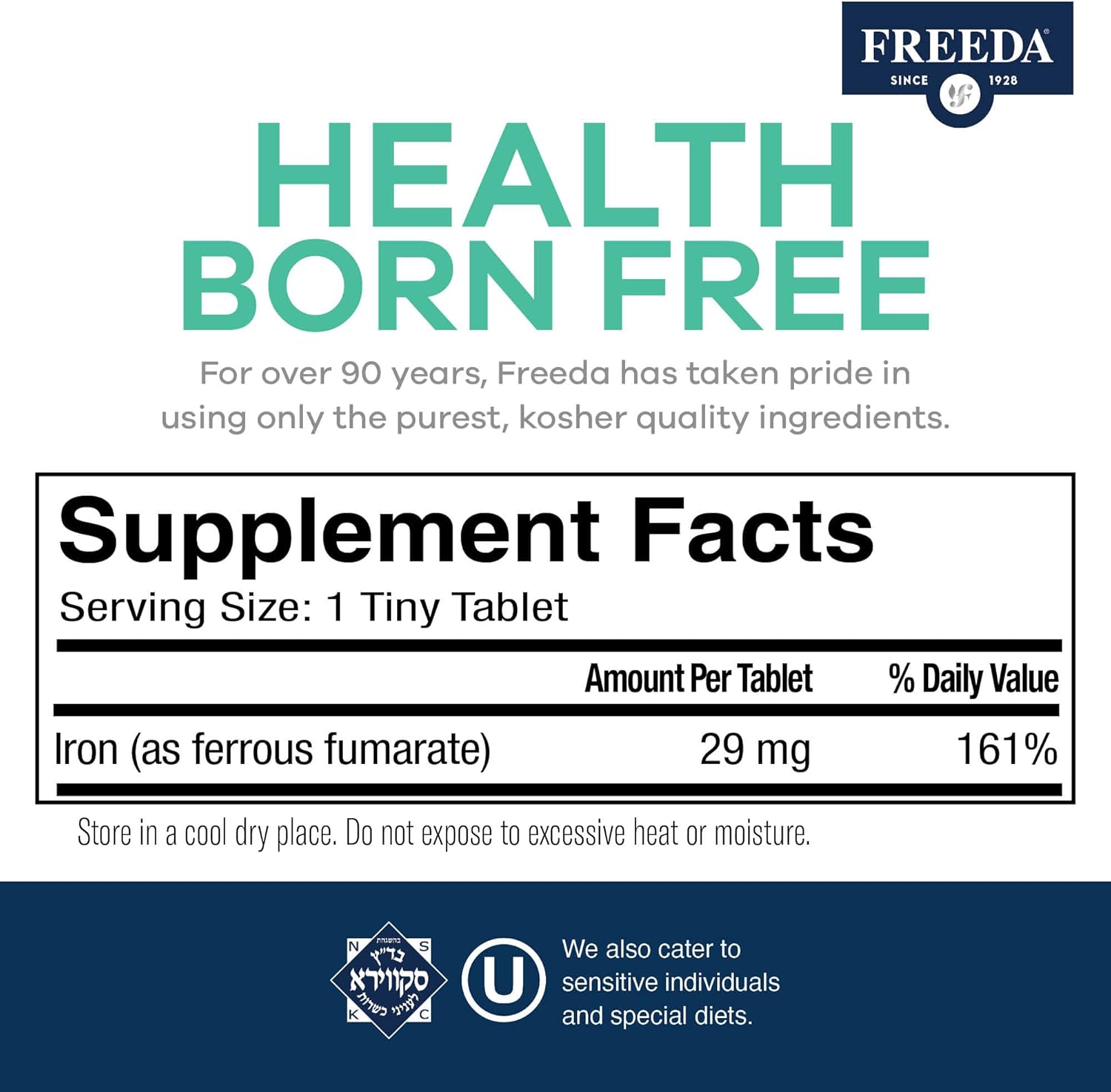 Iron Supplement Tablets for Iron Deficiency Anemia - Gentle Ferrous Fumarate Iron Pills for Men and Women (250 Count)
