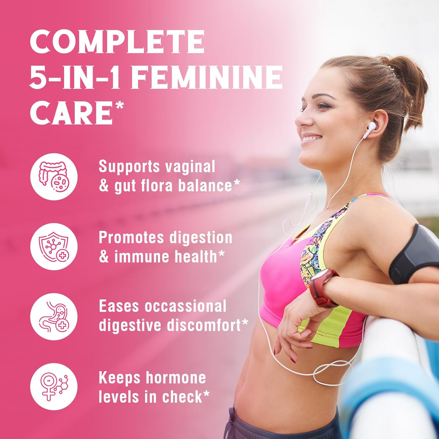 Iron Supplement with Vitamin C for Women, 65mg Carbonyl Iron, Probiotics with 100 Billion CFU, 15 Strains, Prebiotic, Cranberry, Vitamin B6