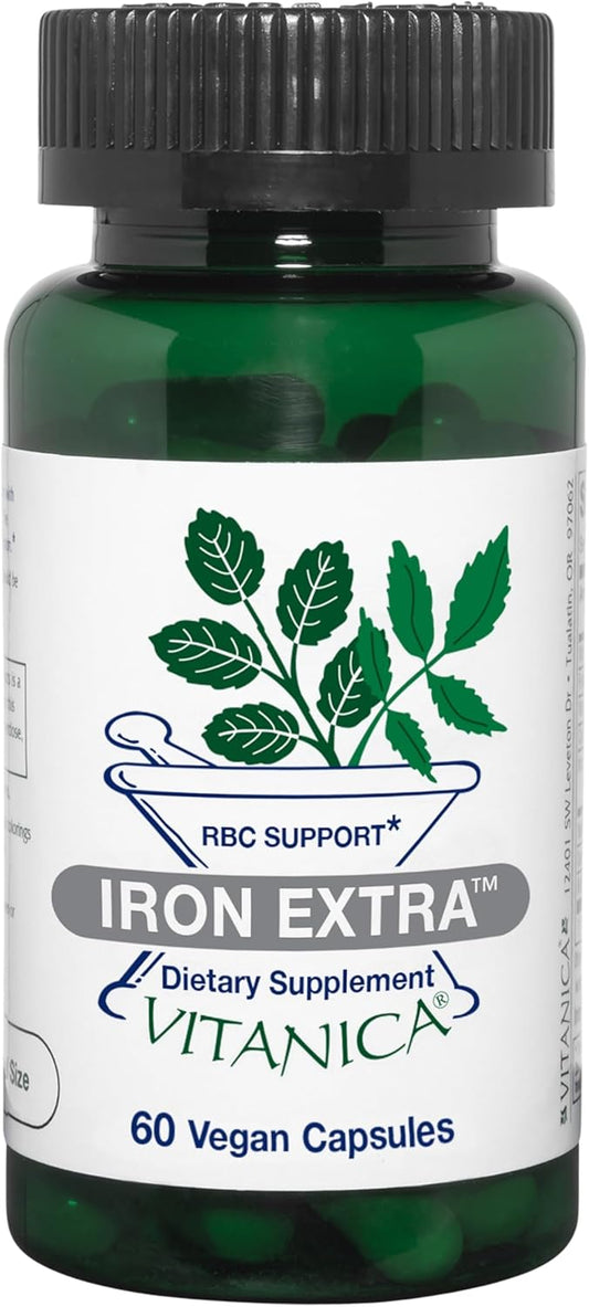 Iron Supplement with Vitamin C, Methylfolate, B12, Calcium, Yellow Dock, Dandelion & Nettle Leaf - 60 Vegan Capsules