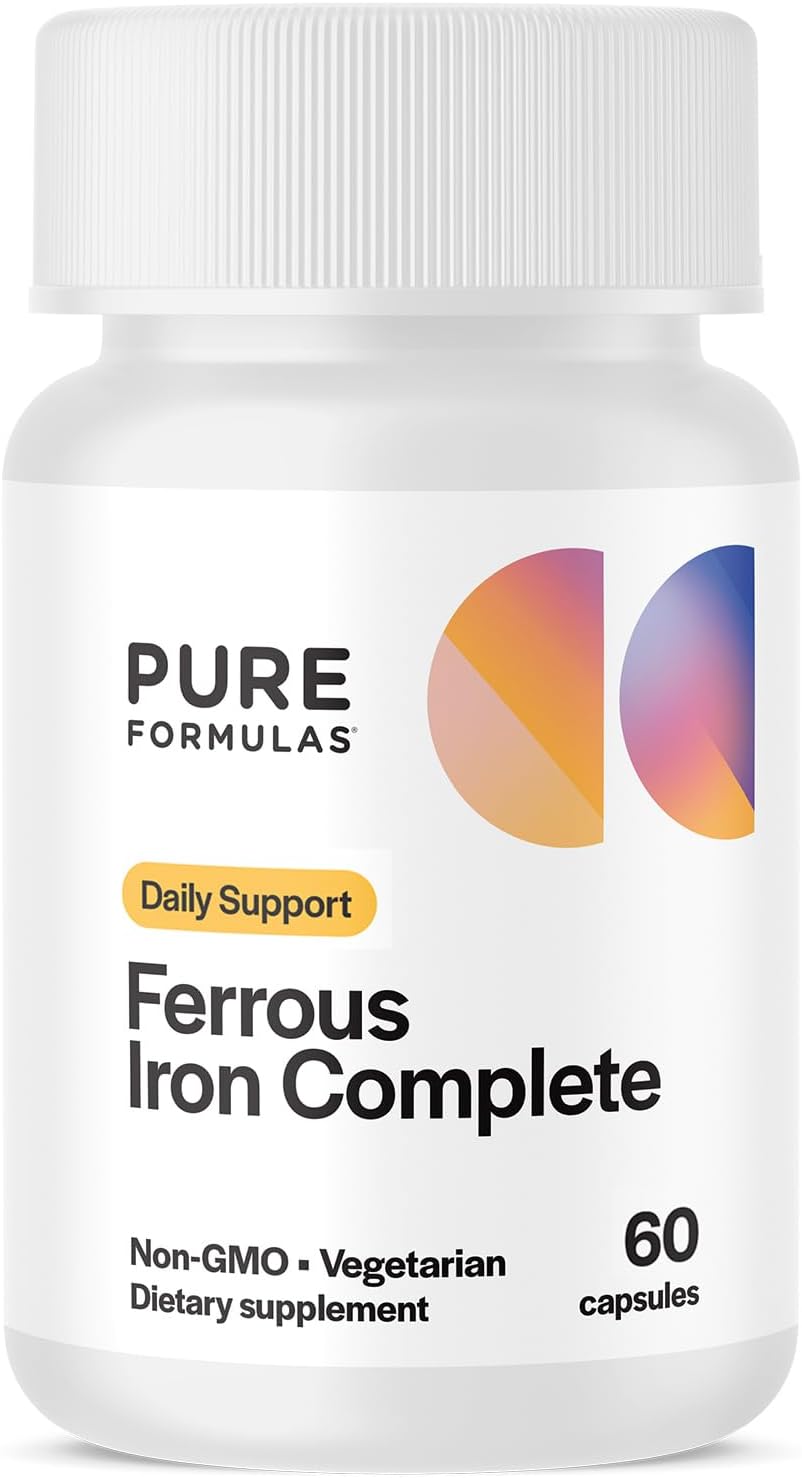 Iron with Vitamin C, B12, B6, Thiamin & Folate for Men & Women - 29mg Blood Support Supplement - 60 Capsules