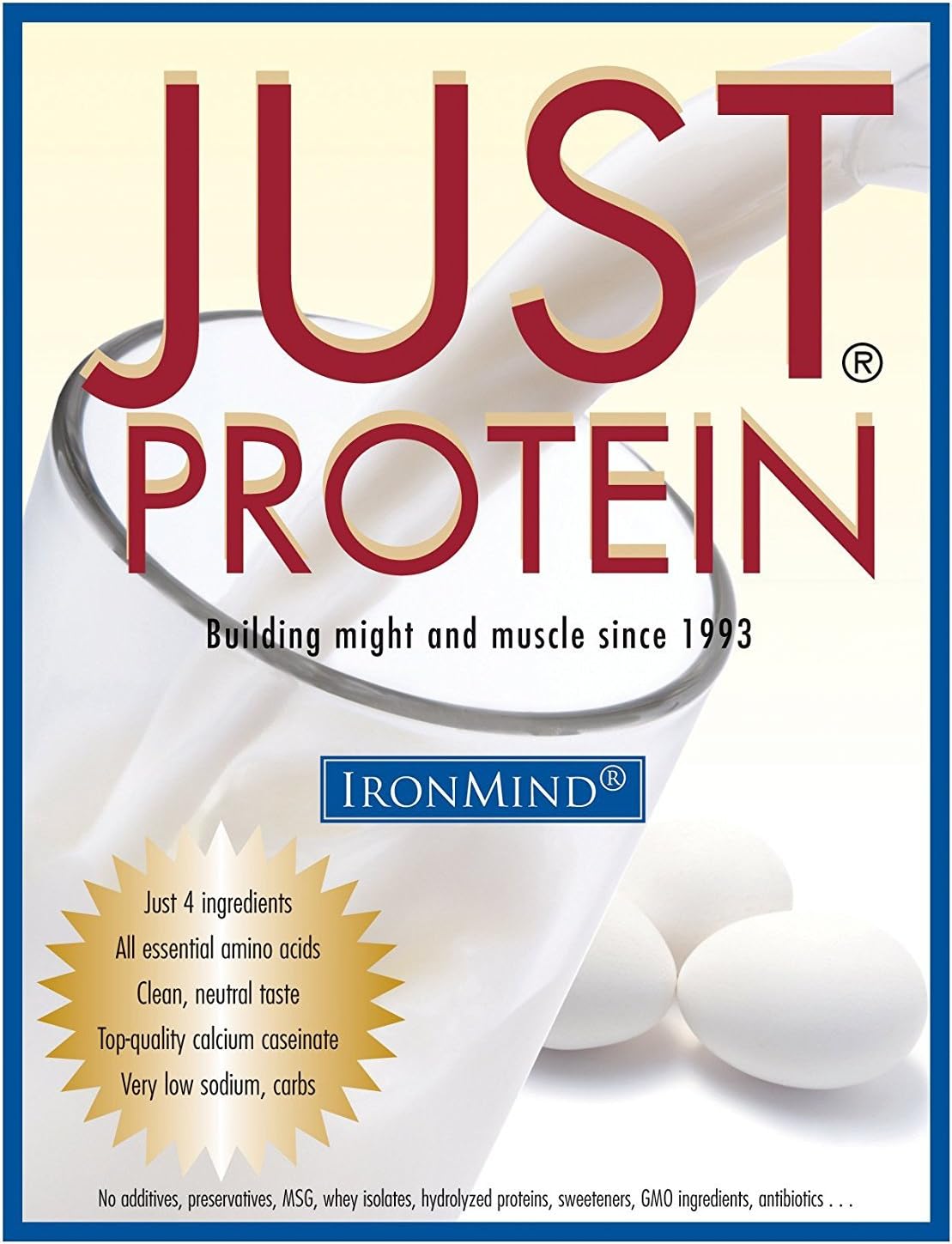 IronMind Just Protein Vanilla Milk and Egg Powder - Non-GMO with 18g Protein, 80 Servings - 5lb Classic Supplement