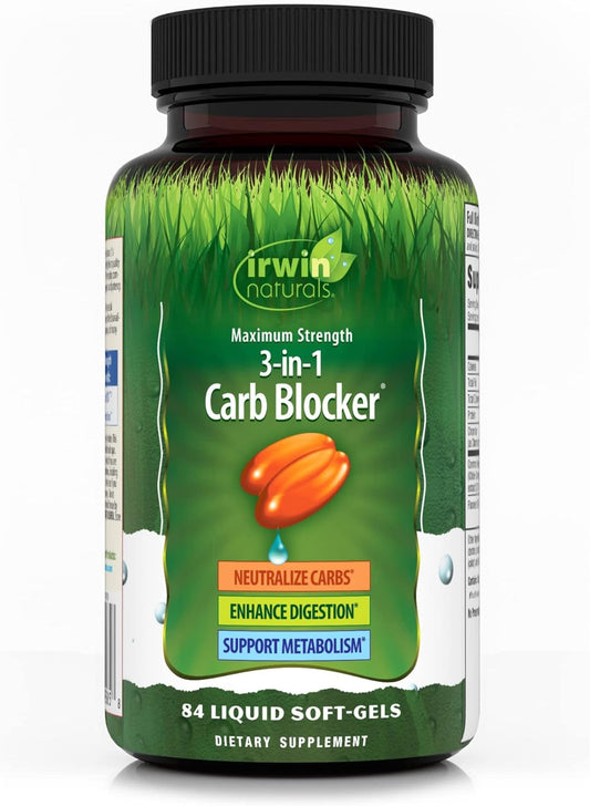 Irwin Naturals 3-in-1 Carb Blocker - Maximum Strength Formula - 84 Count Bottle