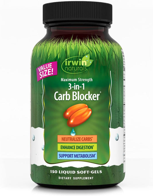 Irwin Naturals 3-in-1 Carb Blocker - Metabolism Support - 150 Liquid Softgels