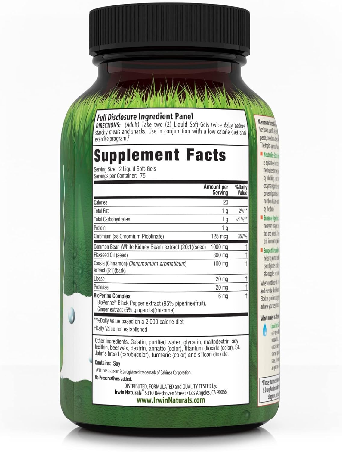 Irwin Naturals 3-in-1 Carb Blocker - Metabolism Support - 150 Liquid Softgels