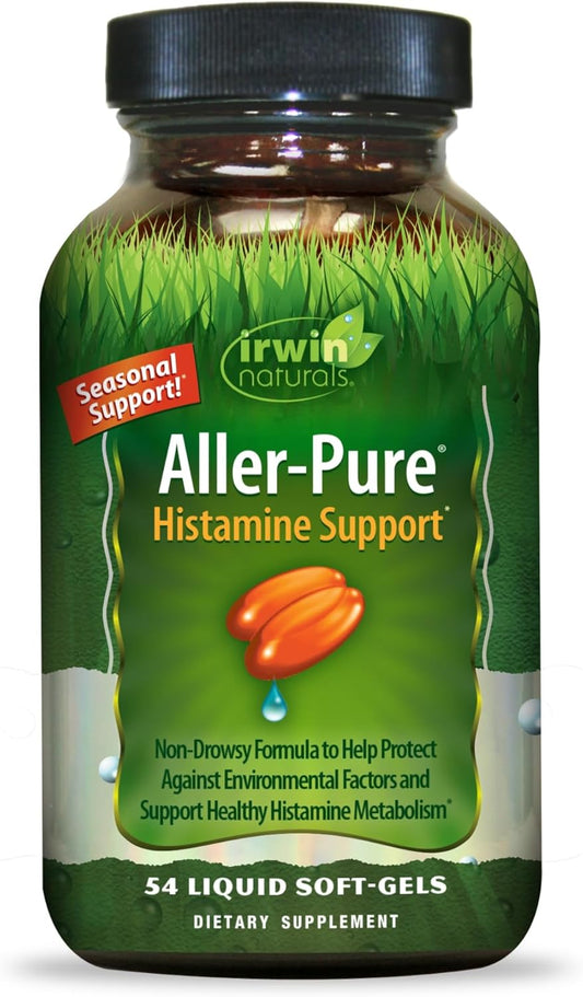 Irwin Naturals Aller-Pure Liquid Soft-Gels - Histamine Support with Quercetin, Luteolin & Rutin - Non-Drowsy Formula - 54 Count