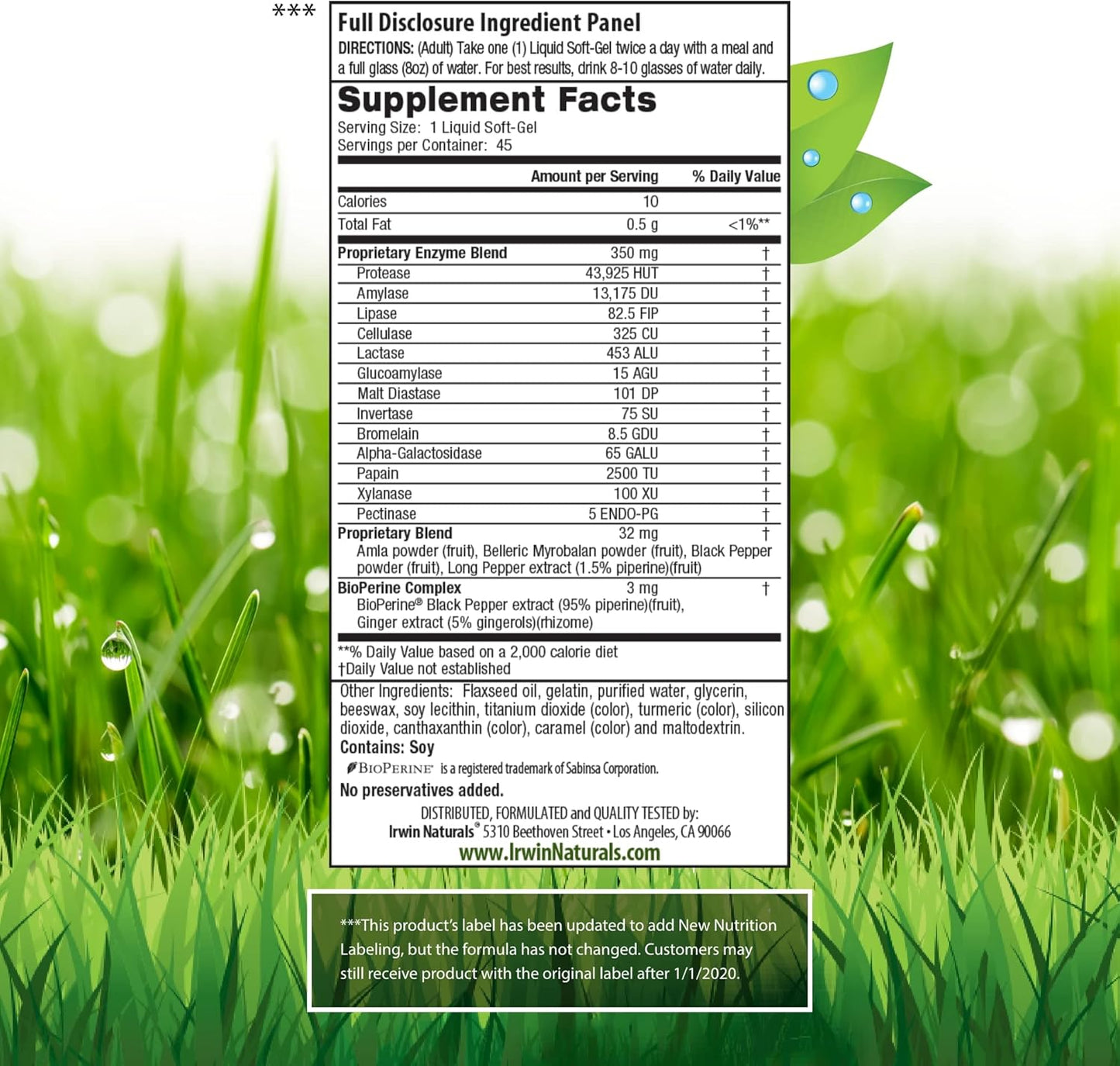 Irwin Naturals Anti-Gas Digestive Enzymes - 90 Liquid Soft-Gels for Food Breakdown & Bloating Relief - Pack of 2