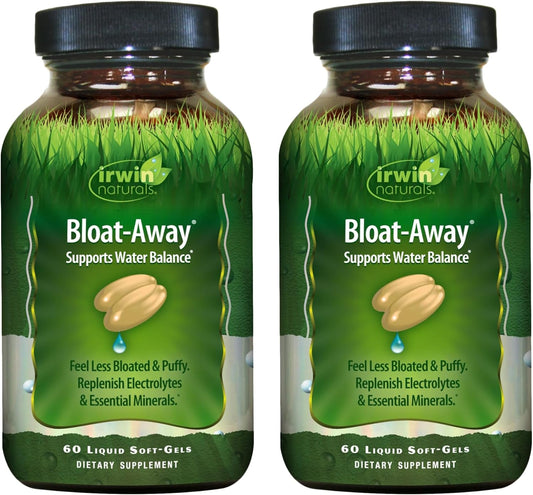 Irwin Naturals Bloat-Away Liquid Soft-Gels 60ct x 2 - Water Balance & Electrolyte Support - 40 Servings