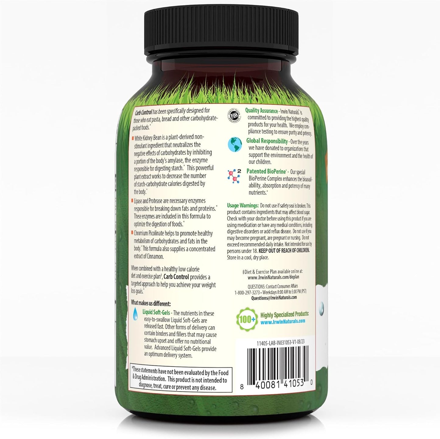 Irwin Naturals Carb Control Liquid Soft-Gels - 150 Count - Weight Management Supplement