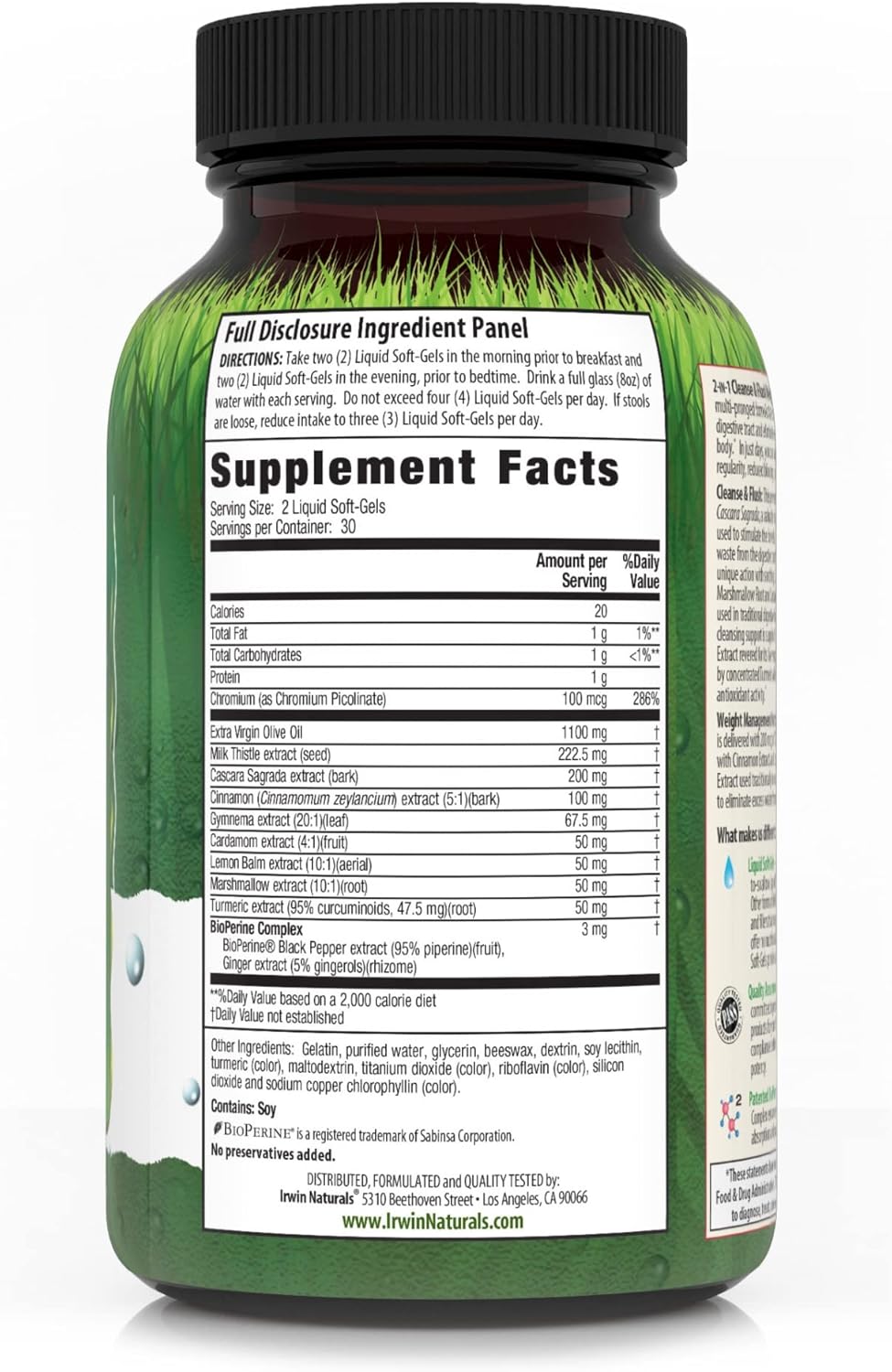 Irwin Naturals Cleanse & Flush Weight Loss Support - 60 Liquid Soft-Gels - Reduces Bloating - 30 Servings