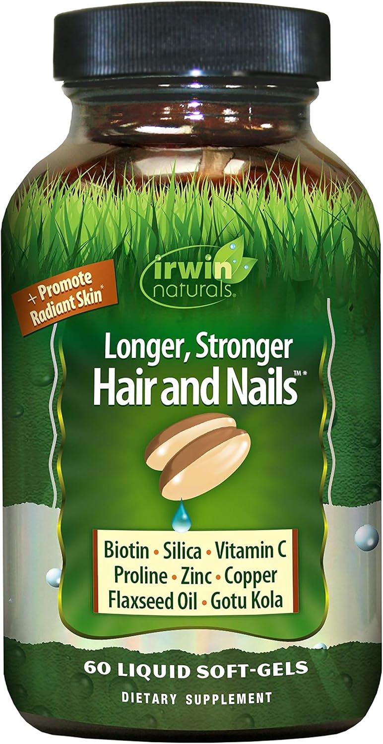 Irwin Naturals Hair and Nails Liquid Softgels - Promotes Strength, Shine, and Texture - 60 Count