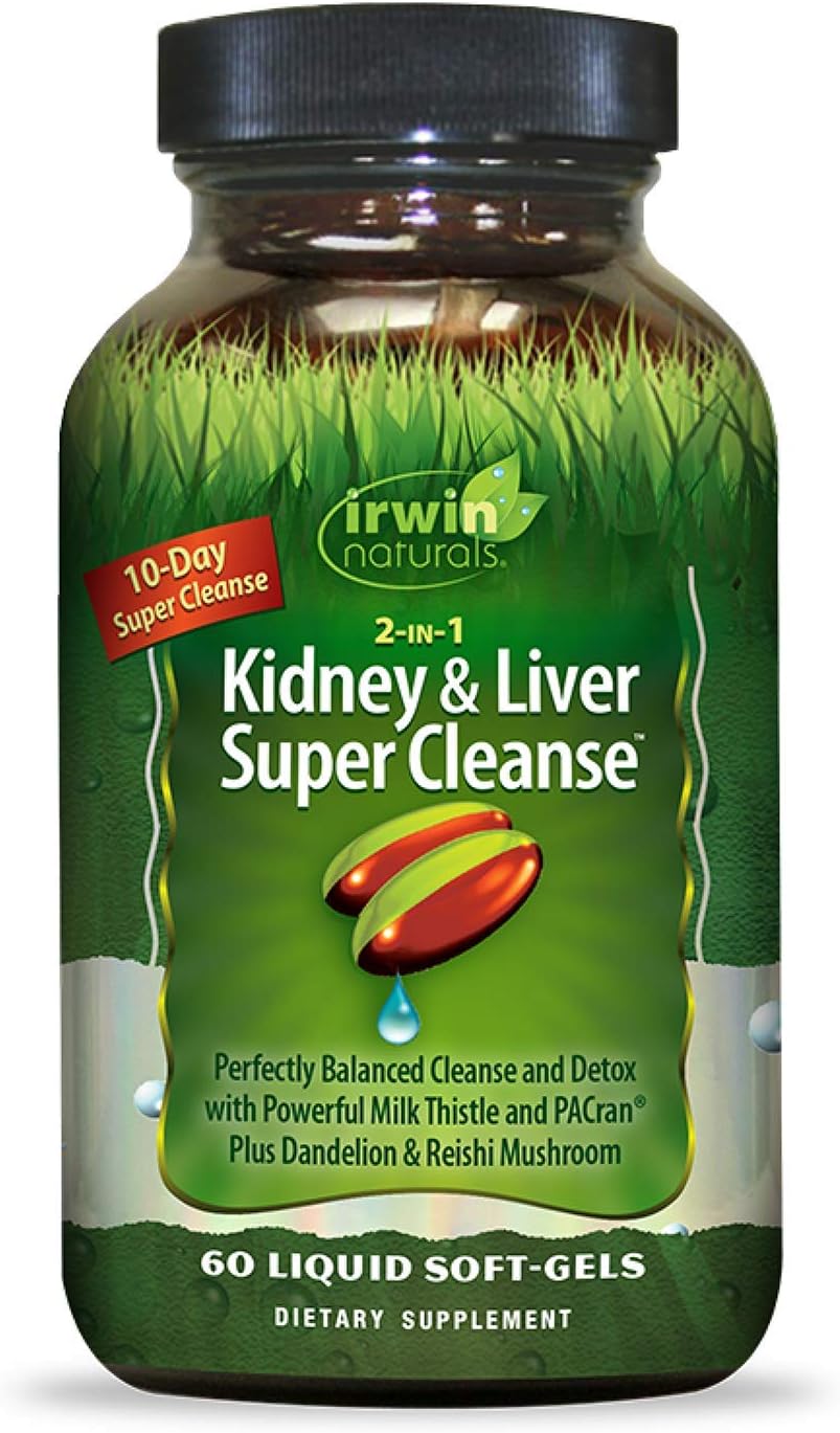 Irwin Naturals Kidney & Liver Super Cleanse - 2-in-1 Formula - 60 Softgels