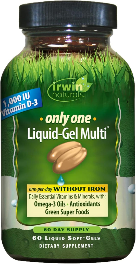 Irwin Naturals Only One Liquid-Gel Multi - 60 Softgels - Daily Essential Vitamins, Minerals, Antioxidants & Omega-3