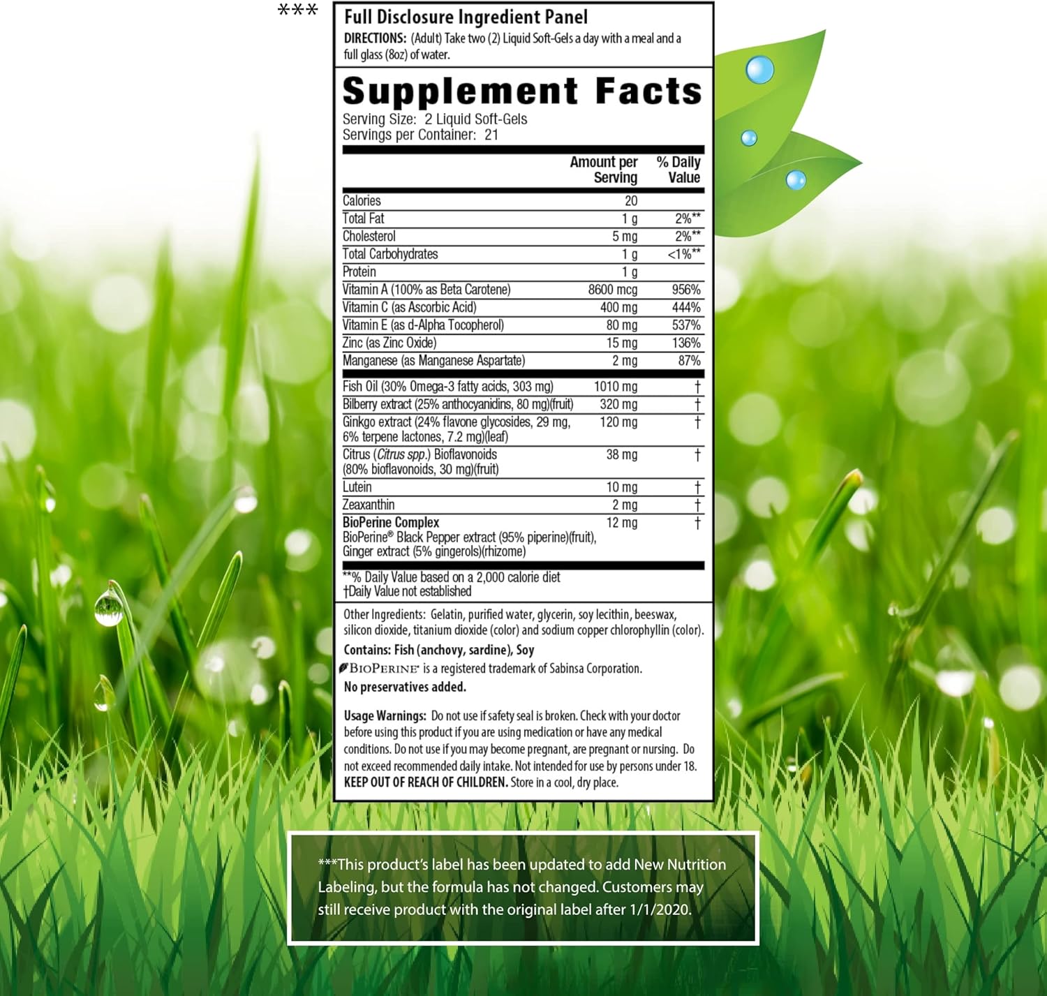 Irwin Naturals Vision Sharp Eye Health Supplement with Lutein, Bilberry, and Omega-3 - 42 Softgels