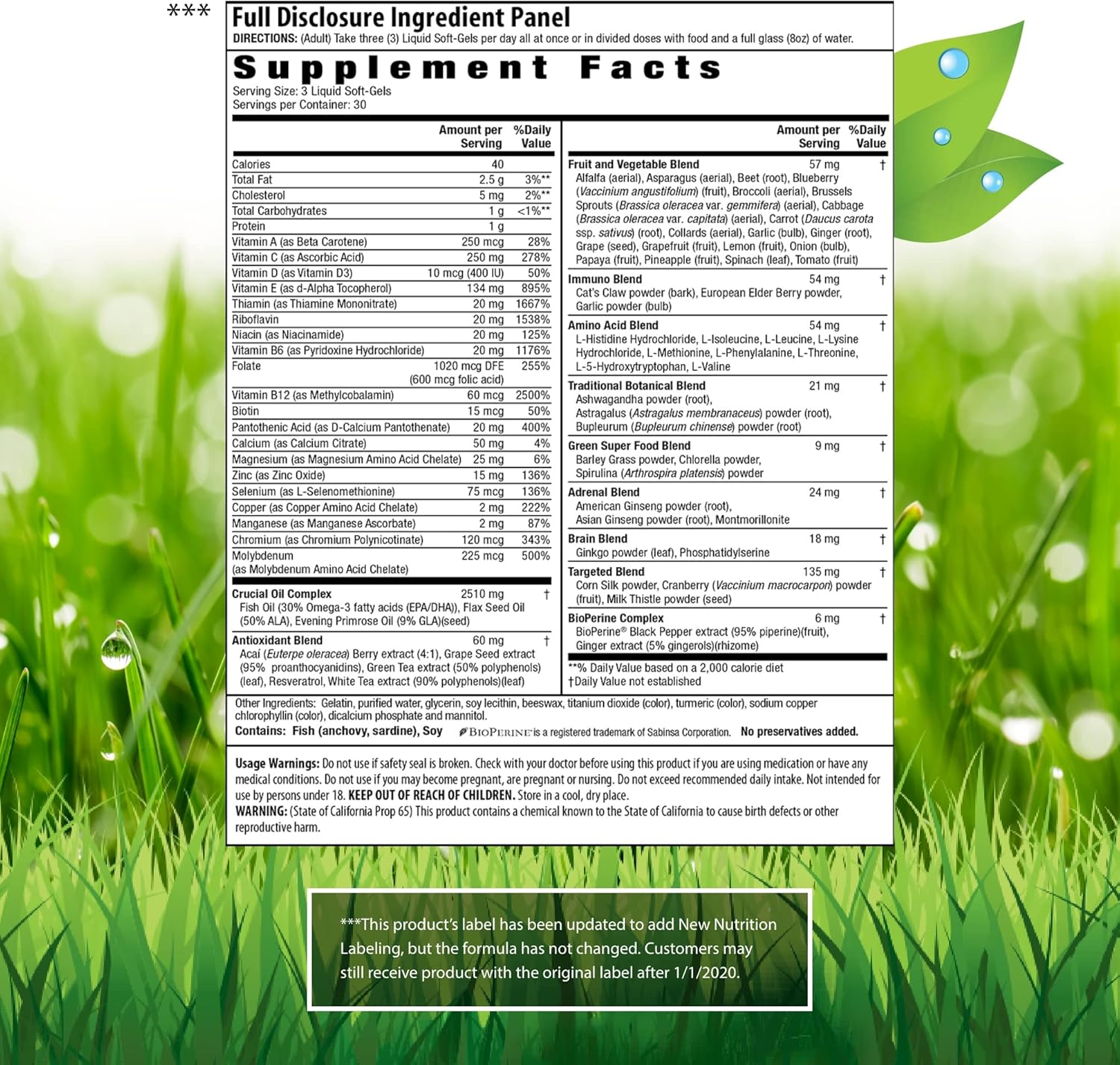 Irwin Naturals Women's Living Green Liquid-Gel Multi Vitamin - 90 Softgels - 70 Nutrients, Wholefood Blend - Adrenal & Brain Support