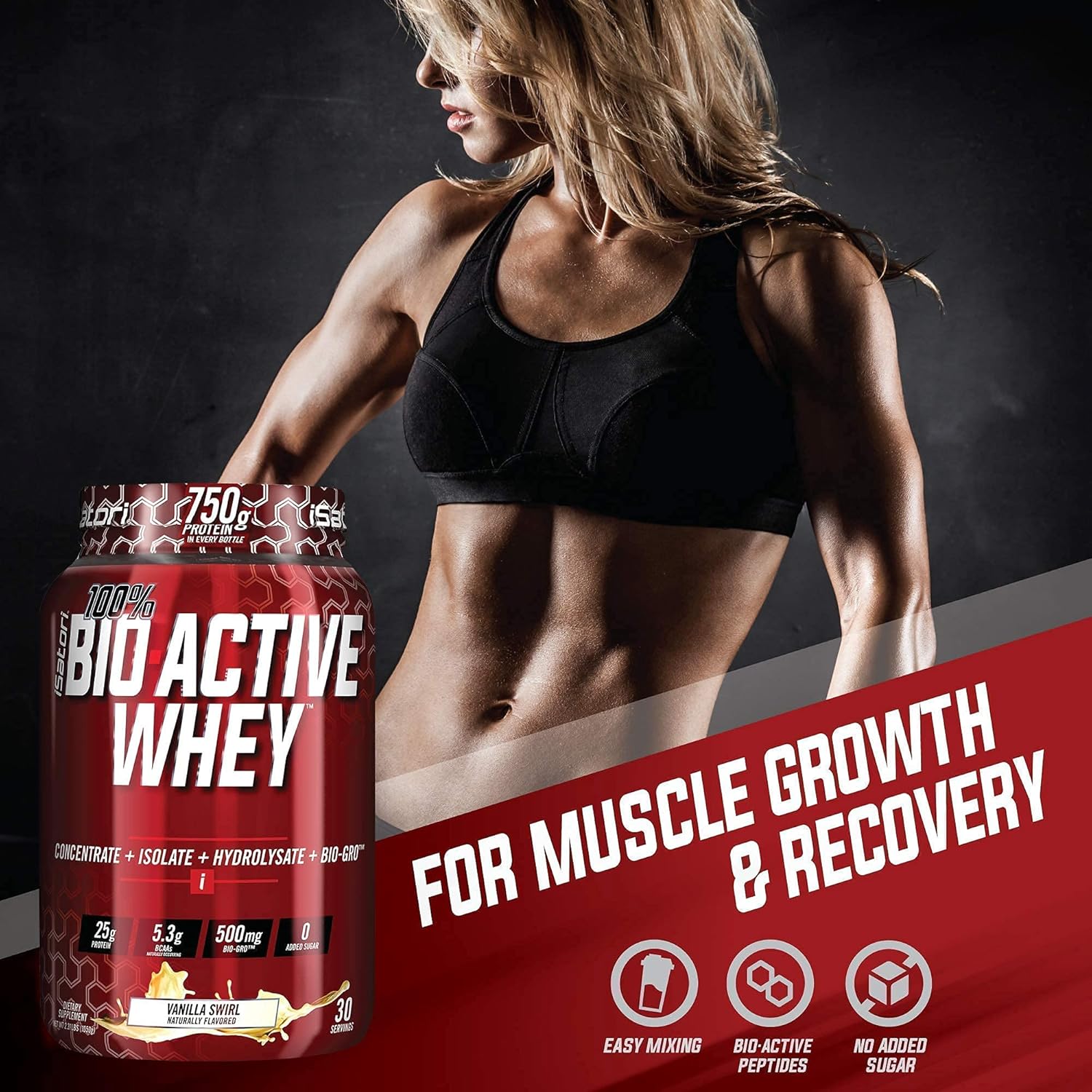 iSatori Bio-Active Whey Protein Chocolate Flavor with Classic Blender Bottle - 30 Servings