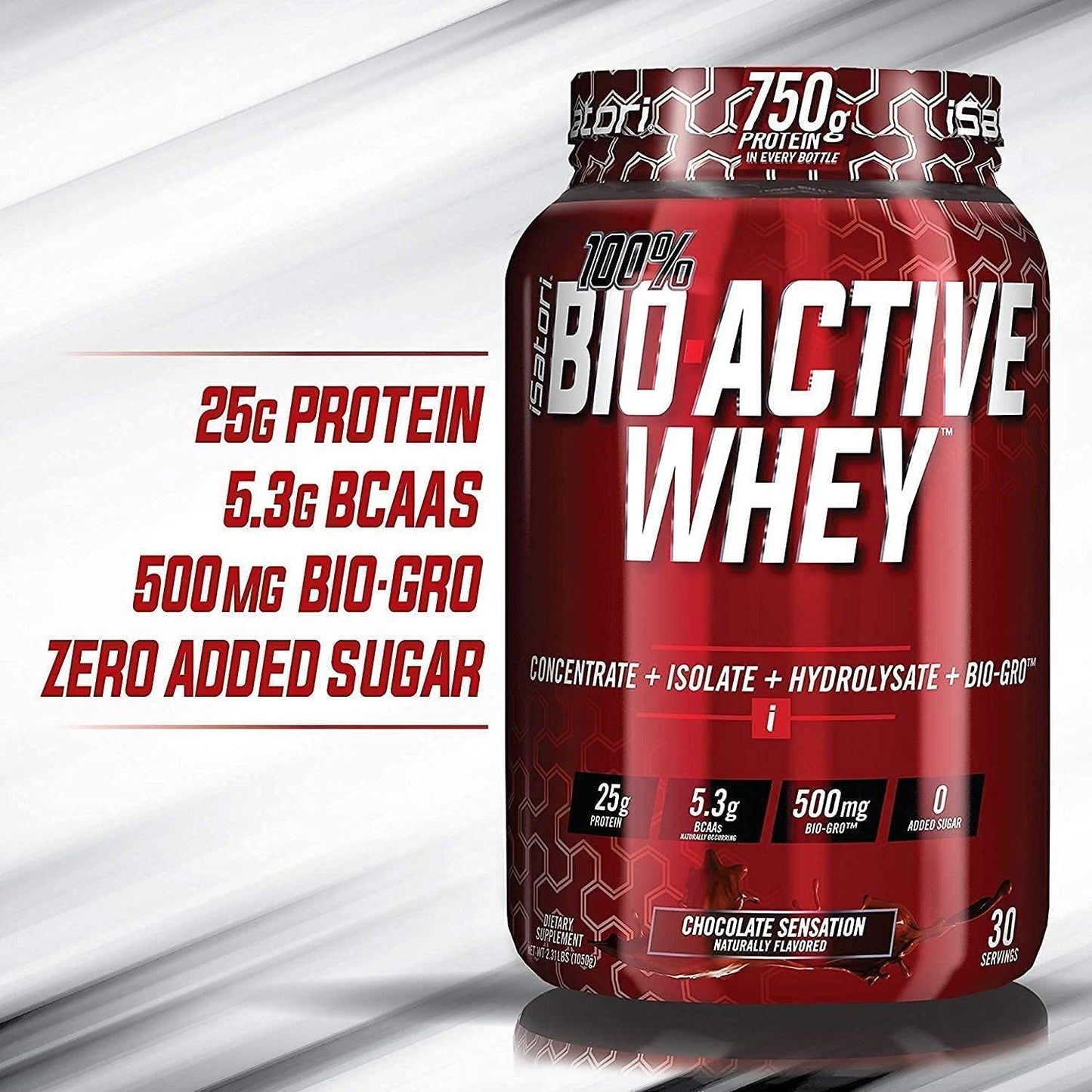 iSatori Bio-Active Whey Protein Chocolate Flavor with Classic Blender Bottle - 30 Servings
