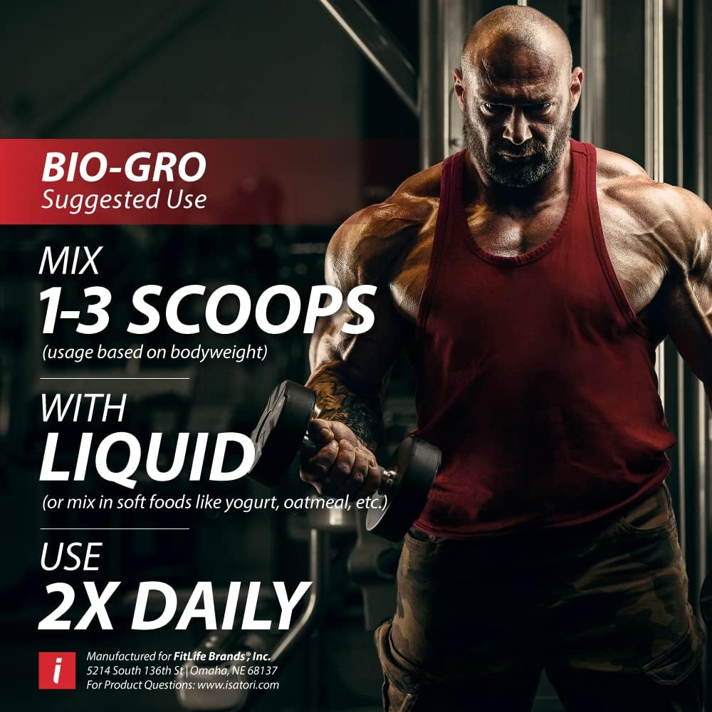 iSatori BIO-GRO Muscle Recovery & Growth Protein Synthesis Amplifier - 60 Servings, Enhanced Stimulant Free Pre Workout & Colostrum Supplement - Bio-Active Peptides, Unflavored